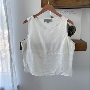 Vintage White Linen Boxy Tank Top Sleeveless Shell